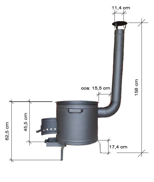 Kovová kotlina natřená speciální žáruvzdornou barvou