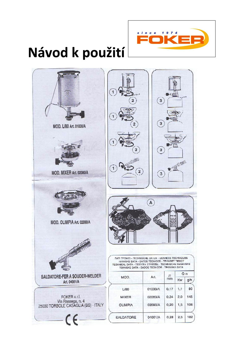 Návod pro montáž, použití a údržbu