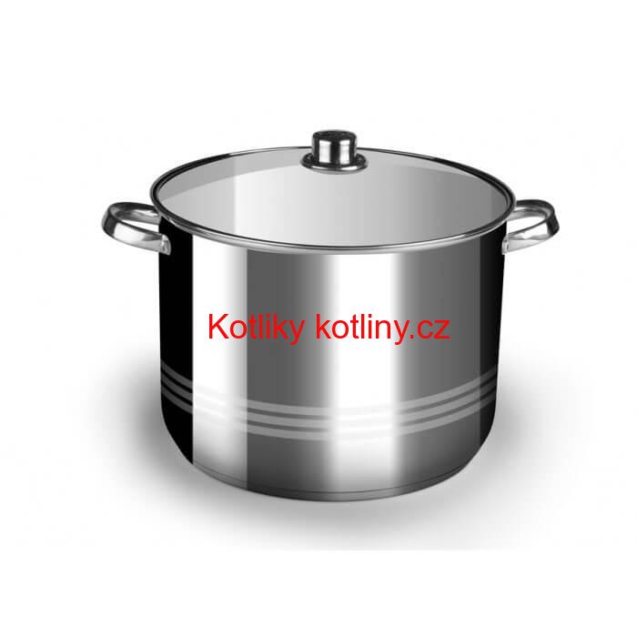 Nerezový hrnec 19 L + skleněná poklice