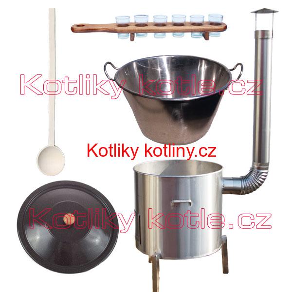 Zabijačková nerezová souprava 80 L + sada skleniček