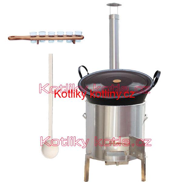 Zabijačkova nerezová souprava 60 L + sada skleniček