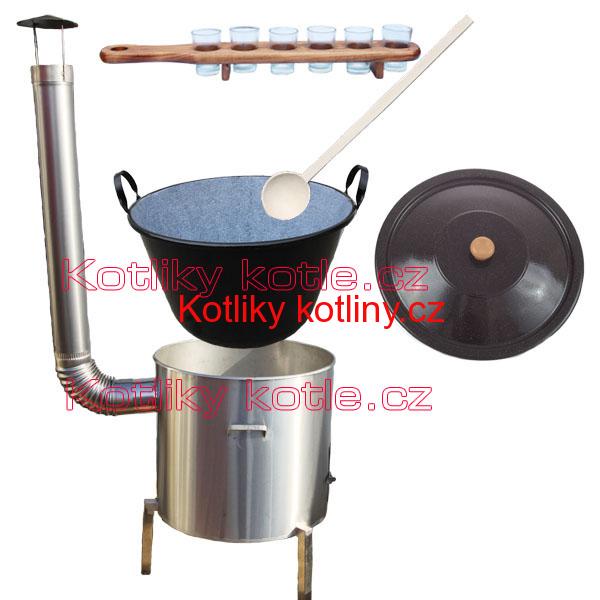 Zabijačkova nerezová souprava 60 L + sada skleniček