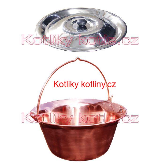 Měděný kotlík 14 L + nerezová poklice