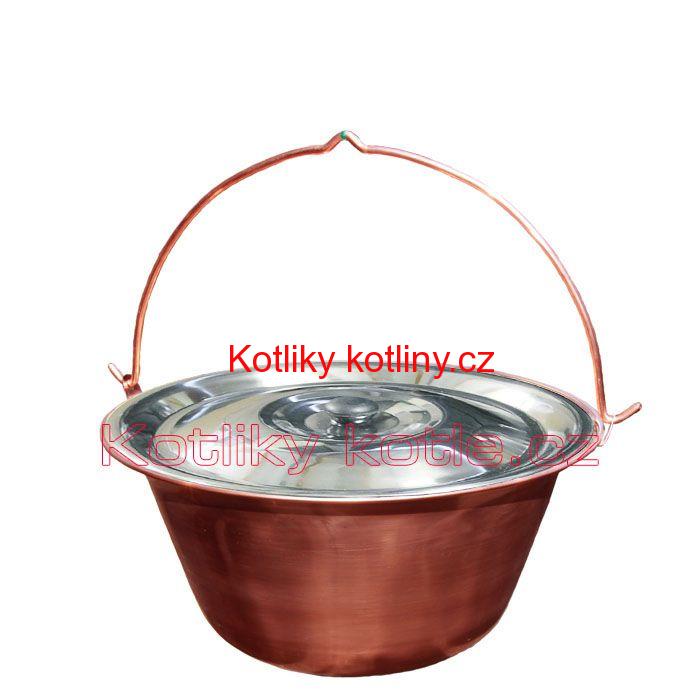 Měděný kotlík 14 L + nerezová poklice