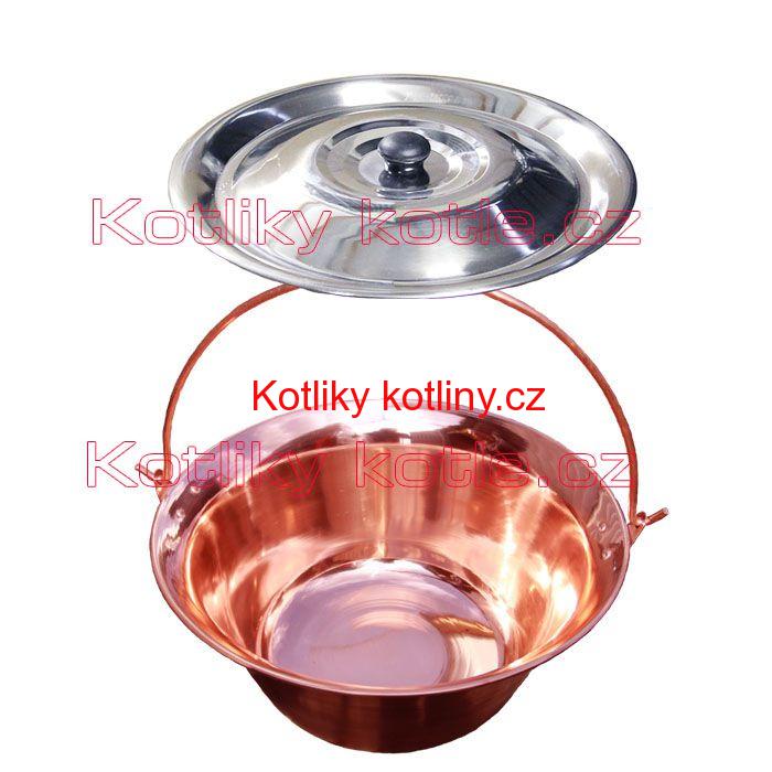 Měděný kotlík 14 L + nerezová poklice