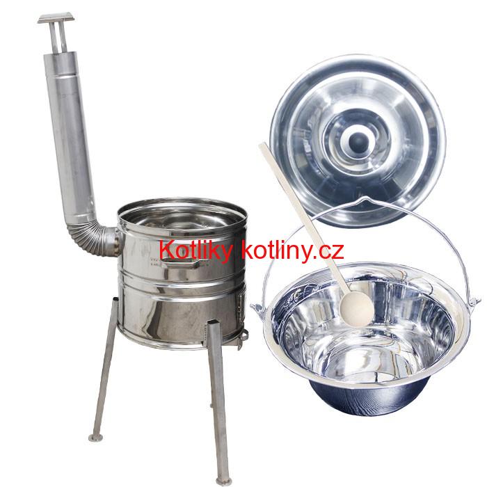 Nerezový kotlíkový set 40 Luxus + nerezový kotlík 20 L (1,2 mm)
