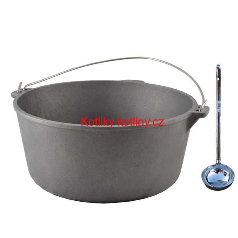 Litinový kotlík 13 L + nerezová naběračka