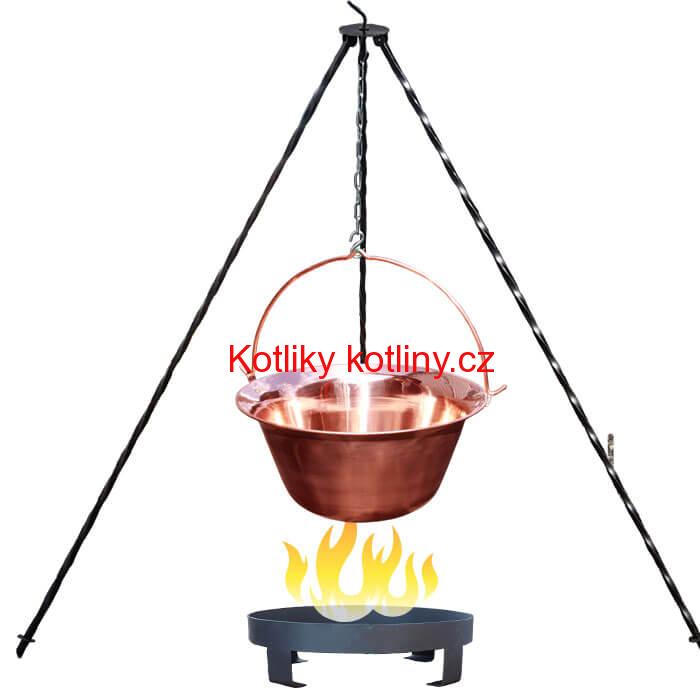Měděný kotlík 20 L (1,2 mm) + trojnožka 1,2 m + ohniště 36 cm