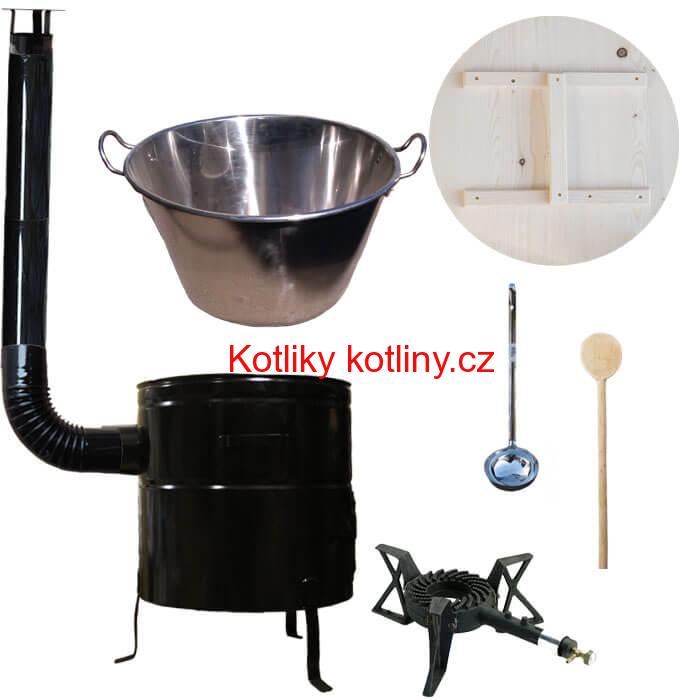 Zabijačkový nerezový kotel 100 L + kovová kotlina 60 cm + litinový hořák
