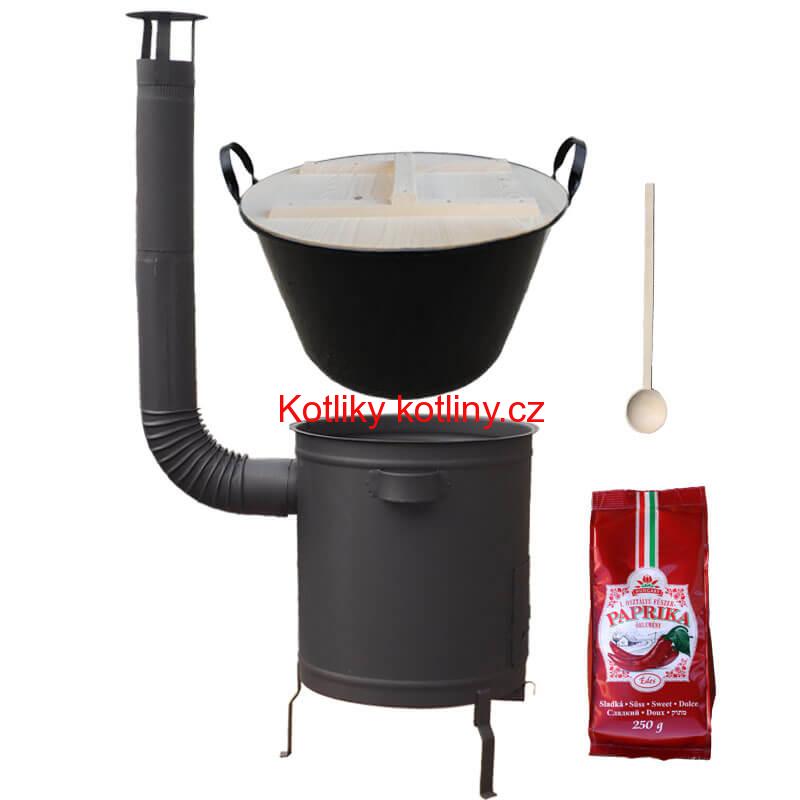 Smaltovaný kotel 80 L + silná kovová kotlina 60 cm (1,5 mm) STRONG PLUS 600 + sladká paprika 250 g