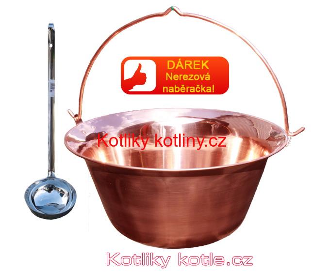 Kotlík měděný 10 L + antikórová naběračka