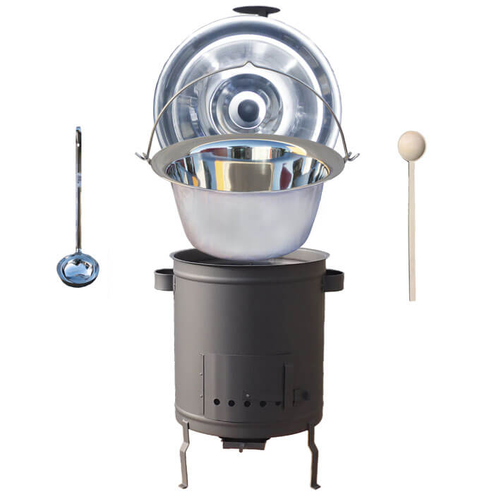 Nerezový kotlík 20 L (1,2 mm) + hrubostěnná (1,5 mm) a žáruvzdorná kotlina 42 PLUS 600