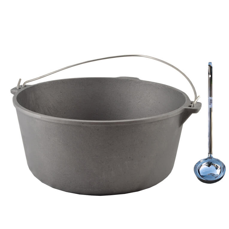 Litinový kotlík 13 L + nerezová naběračka