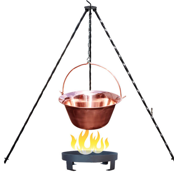 Měděný kotlík 20 L (1,2 mm) + trojnožka 1,2 m + ohniště 36 cm