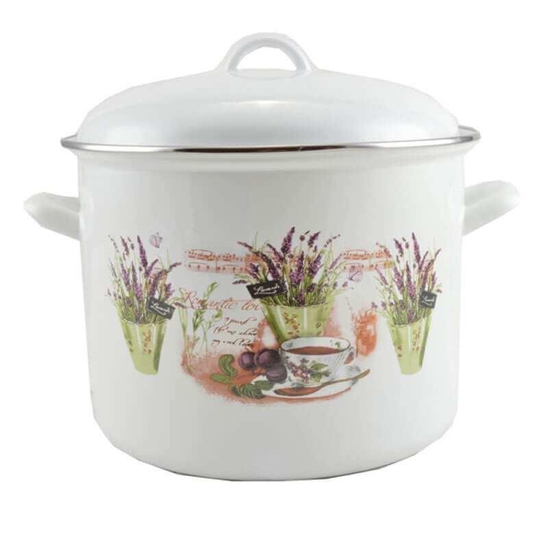 Smaltovaný hrnec s poklicí 8,6 L levandule