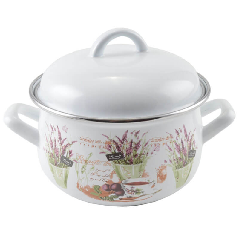 Smaltovaný kastrol s poklicí 1,8 L levandule