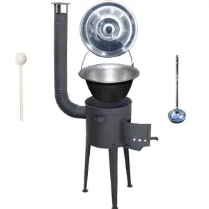 Nerezový kotlík 20 L (1,5 mm) + vysoká žáruvzdorná kotlina (1,5 mm) HODO 42 cm PLUS 600 + vařečka + naběračka