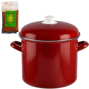 Smaltovaný hrnec s poklicí 8,6 l červený + pikantní směs koření 50 g Kotlíkový guláš
