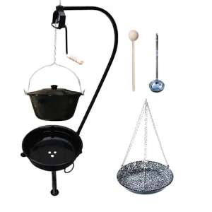 Smaltovaný kotlík 20 L (1,2 mm) + smaltovaná pánev + přenosné ohniště