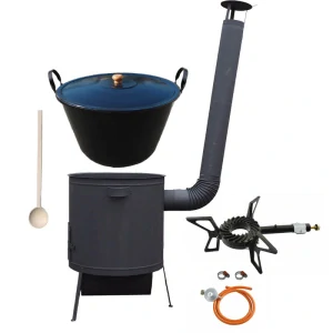 Smaltovaný kotel 70 L na zabijačku + žáruvzdorná kotlina 53 PLUS 600 4 MM + hořák 7,5 kW + vařečka