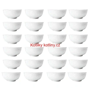 Sada 24 ks: Prémiové bílé misky s kamennou strukturou (750 ml)