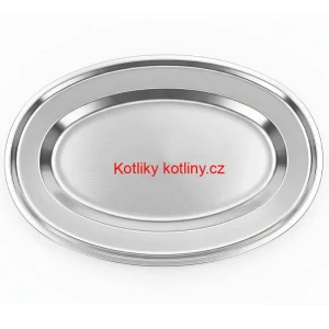 Nerezový oválný podnos (40,5cm) – Odolný servírovací tác na maso i koláče