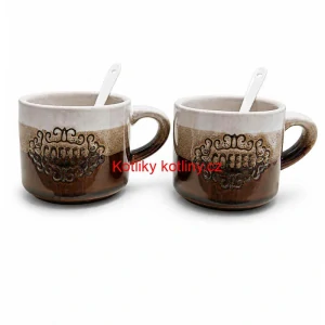 Keramické hrnky na kávu 150 ml COFFEE s lžičkami 2 ks
