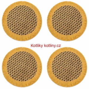 Přírodní podložky pod talíř se třásněmi 37 cm, 4 ks