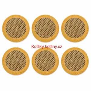 Přírodní podložky pod talíř se třásněmi 37 cm, 6 ks
