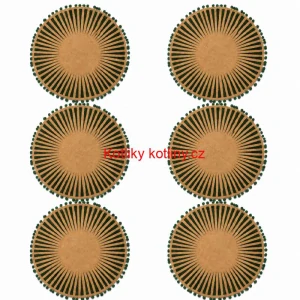 Kulaté jutové podložky pod talíř zelené s bambulkami 37 cm, 6 ks
