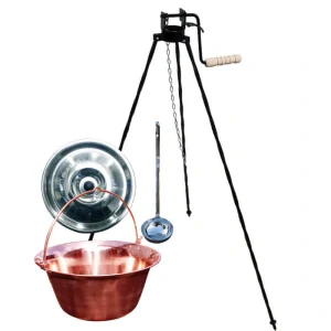 Měděný kotlík 14 L (1,2 mm) + poklice + stojan s kladkou VAR