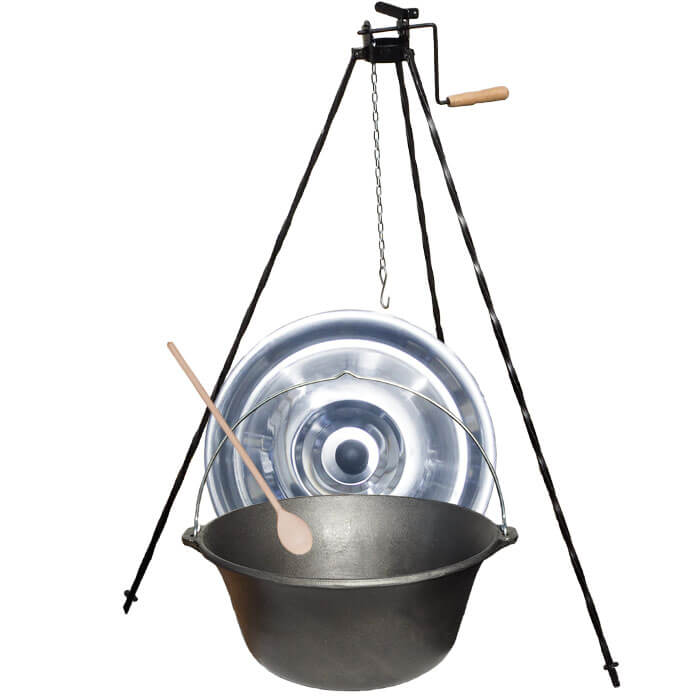 Litinový kotlík 7,2 L + stojan s kladkou VAR