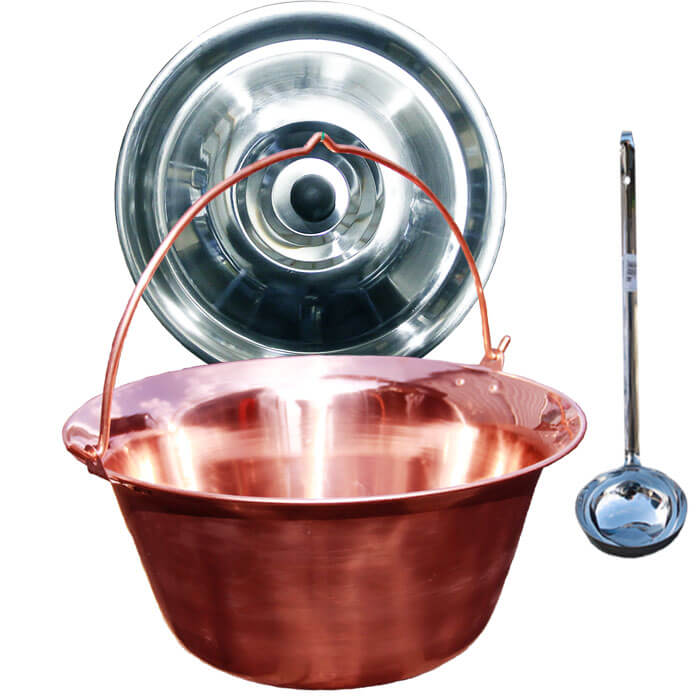 Měděný kotlík 30 L + nerezová poklice