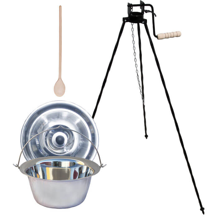 Nerezový kotlík 10 L (1,2 mm) + stojan s kladkou VAR