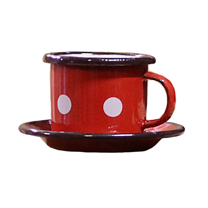 Smaltovaný šálek + podšálek