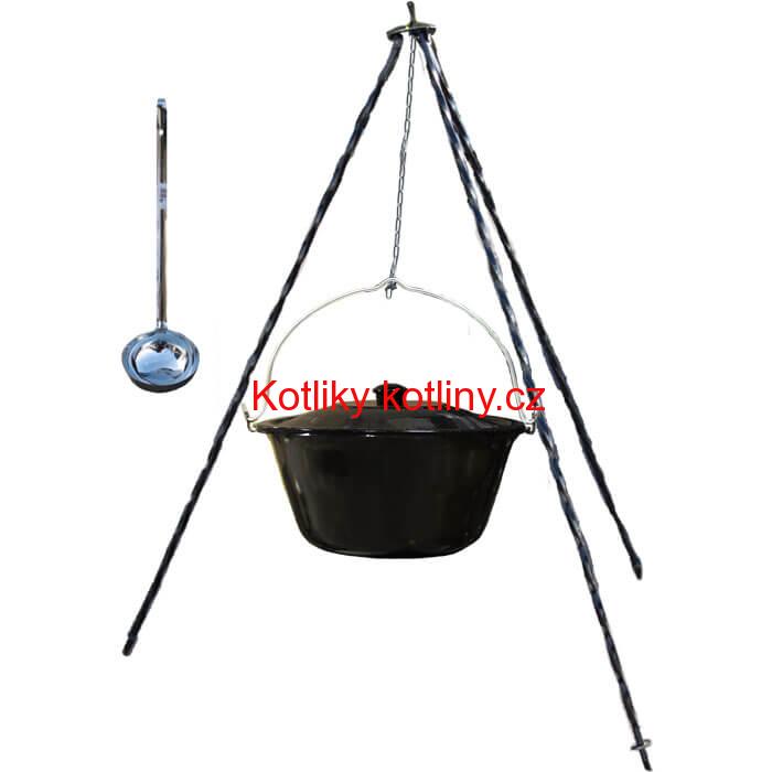 Smaltovaný kotlík 25 L poklice + trojnožka 1,20 m