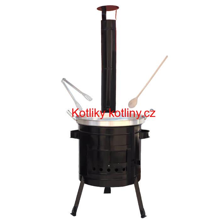 Nerezová pánev na grilování + kovová kotlina 36 cm