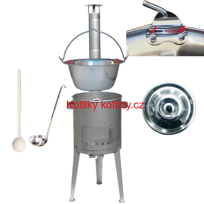 Zesílený nerezový kotlík 20 L + nerezová kotlina 42 cm LUXUS