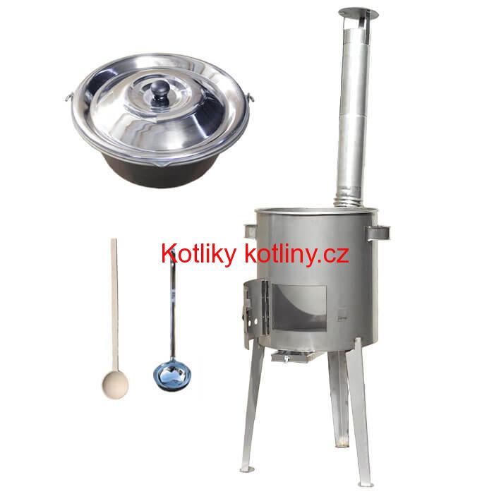 Železný kotlík 20 L (0,75 mm) + nerezová kotlina 42 cm LUXUS