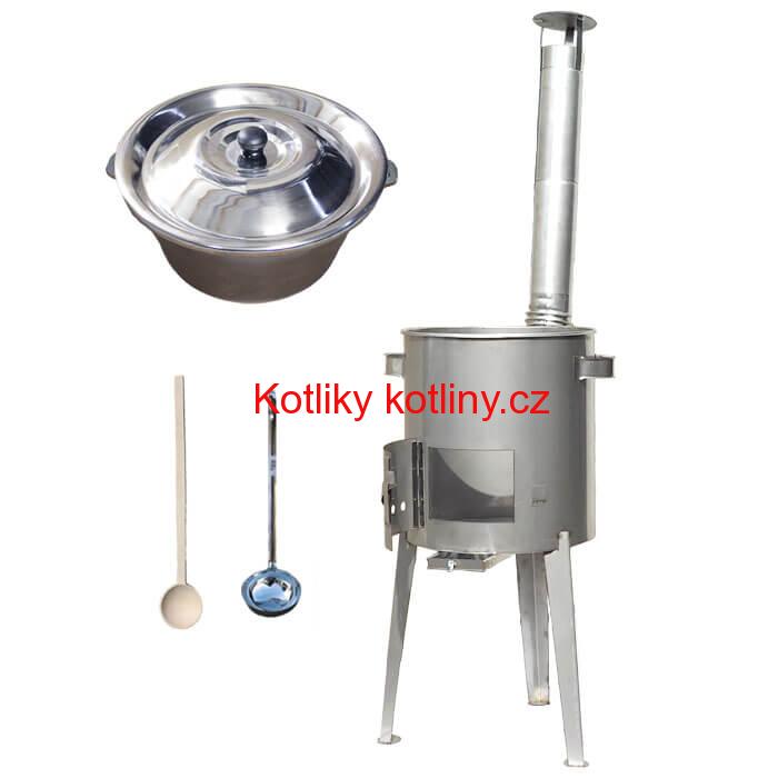 Litinový kotlík 16 L (1 cm) + nerezová kotlina 36 cm LUXUS