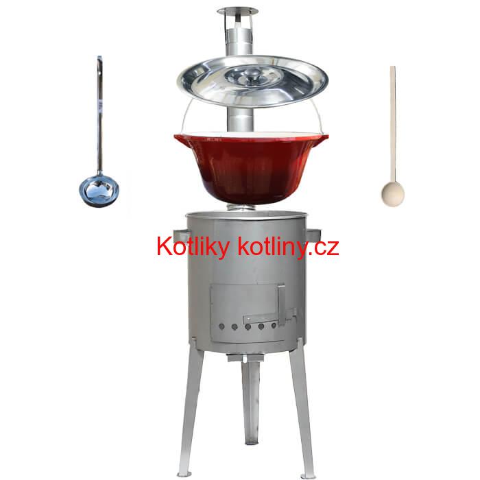 Litinový kotlík 16 L + nerezová kotlina a naběračka LUXUS