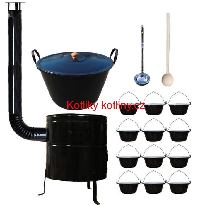 Smaltovaný kotel 60 L + servírovací kotlíky (12 ks) BIG PARTY
