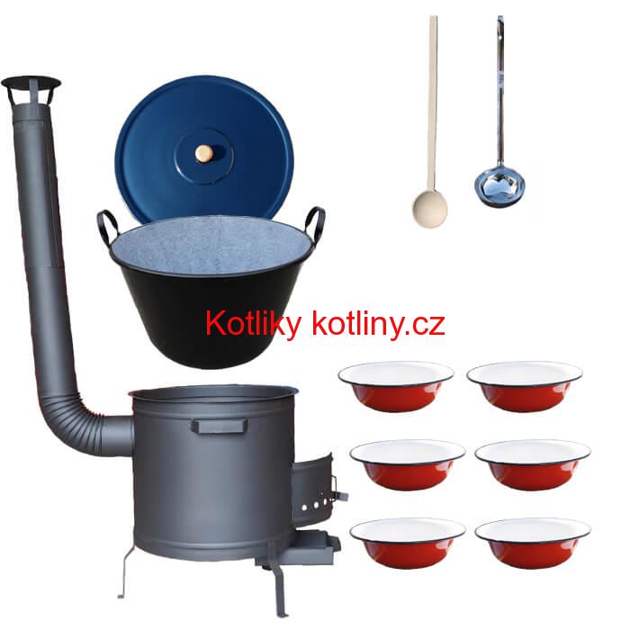 Smaltovaný kotel 70 L + smaltované talíře 6 ks PLUS 600