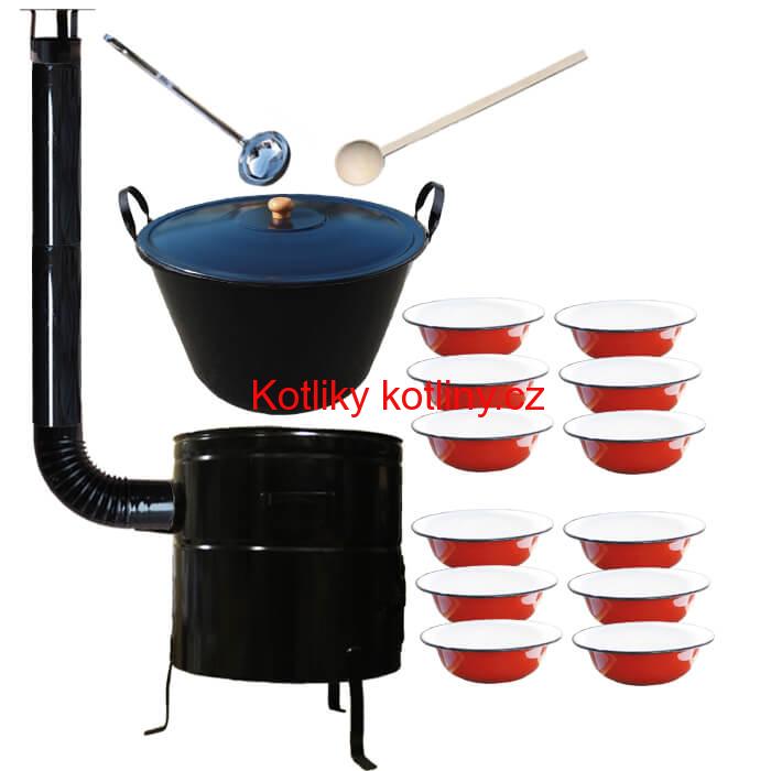 Smaltovaný kotel 80 L + smaltované talíře 12 ks PLUS 600