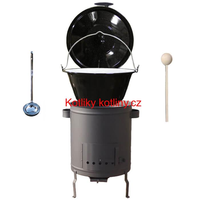 Smaltovaný kotlík 25 L (1,2 mm) + hrubostěnná (1,5 mm) a žáruvzdorná kotlina 42 PLUS 600