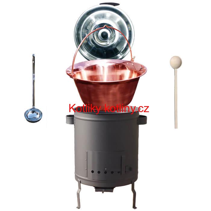 Měděný kotlík 20 L (1,2 mm) + hrubostěnná (1,5 mm) a žáruvzdorná kotlina 42 PLUS 600