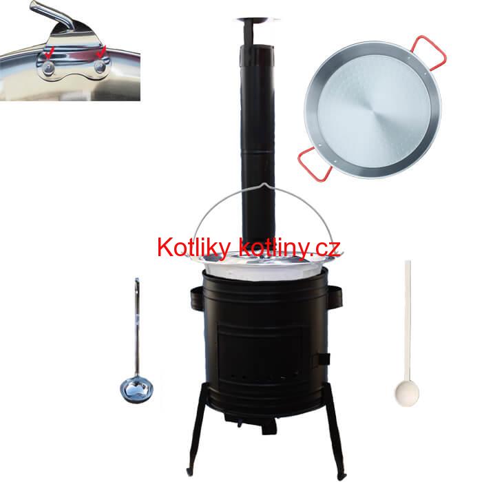 Paella ocelová pánev 46 cm s nerezovým kotlíkem 20 L (0,8 mm) a kotlinou