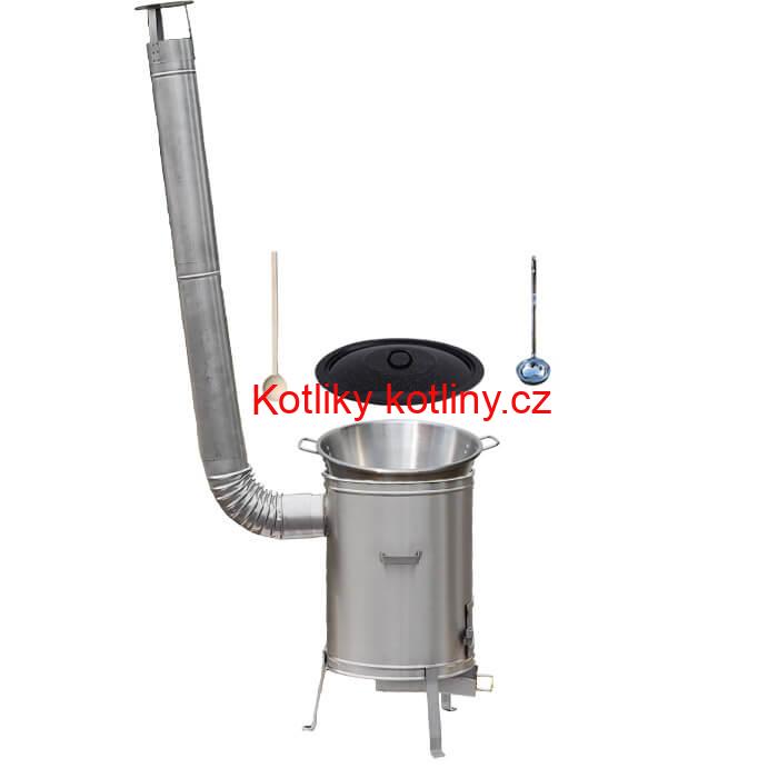 Nerezový kotel 40 L (1,2 mm) + nerezová kotlina 45 cm + vařečka LUX