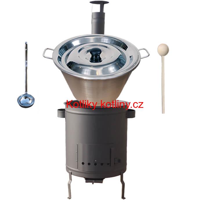 Nerezový kotel 40 L (1,2 mm) + silnostěnná (1,5 mm) a žáruvzdorná kotlina 45 PLUS 600