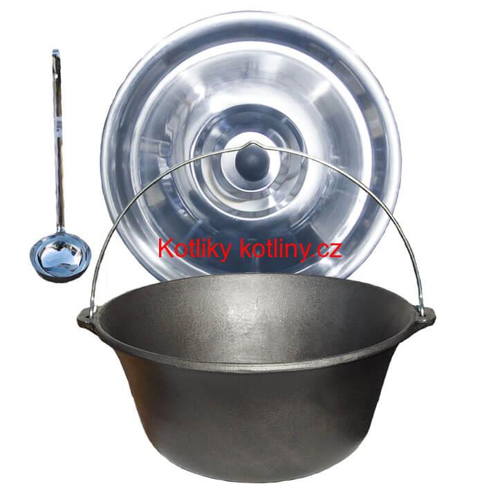 Litinový kotlík 10,8 L + nerezová poklice